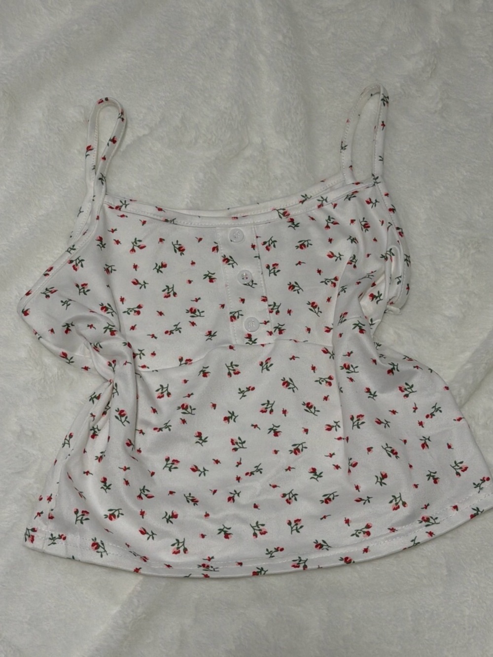 White Floral Button-Front Cami Tank Top